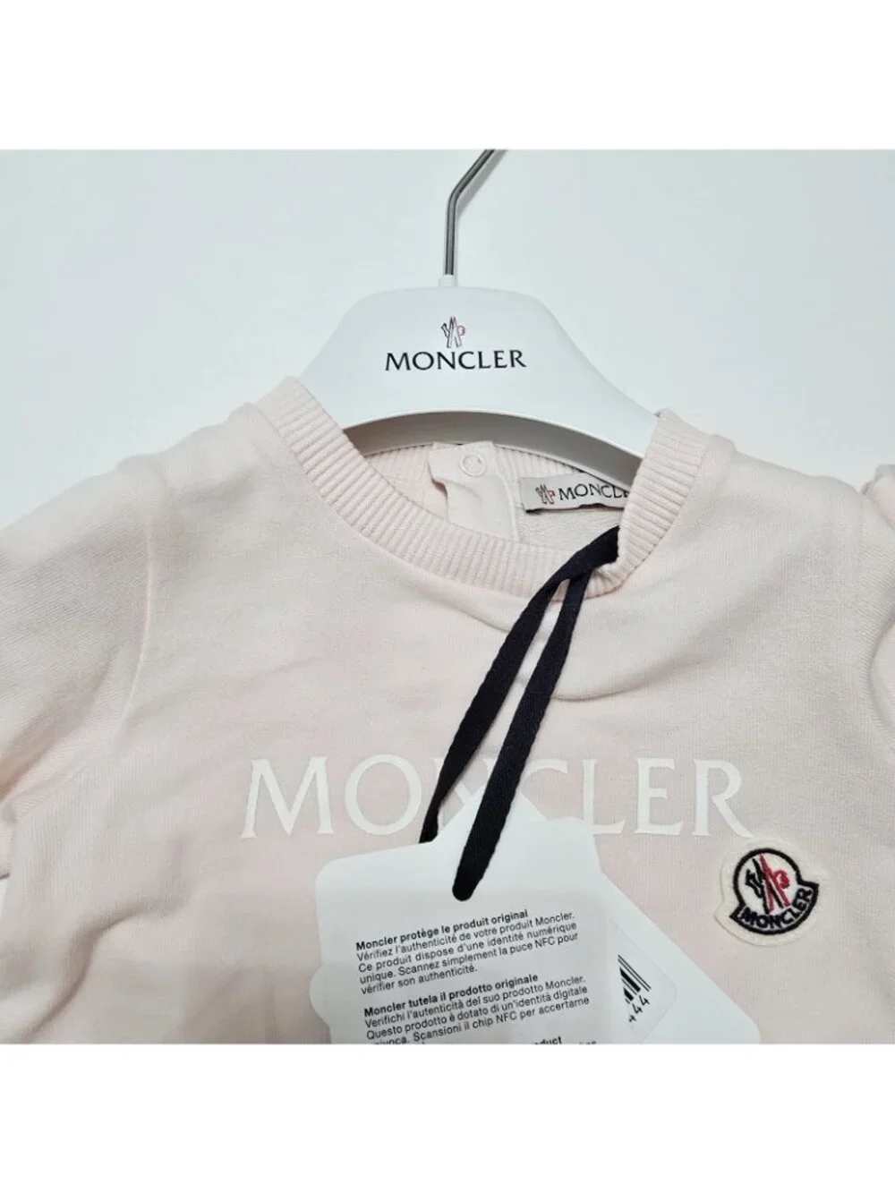 NEW Moncler - 3/6,‎ 9/12, 12/18 Mths Unisex Pink Logo Baby One Piece Romper